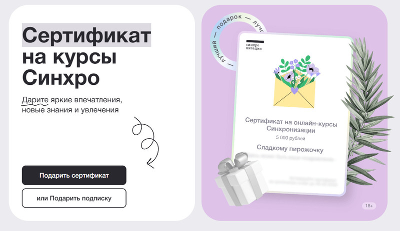 Пример сертификата, где воспитатель сможет выбрать онлайн-курс по своему увлечению